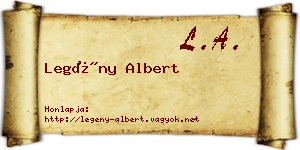Legény Albert névjegykártya